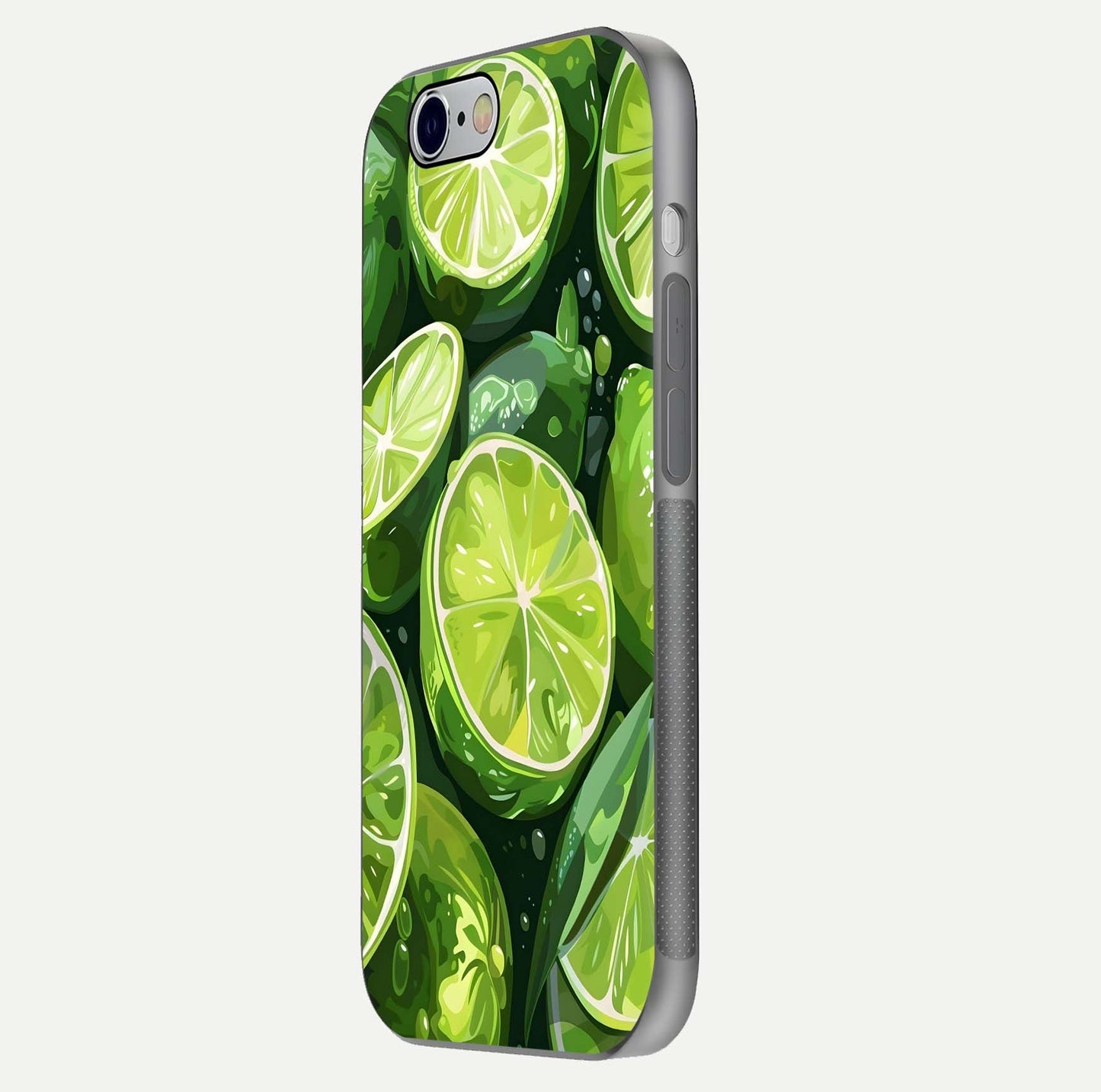 Green Lemon Glass Case for iPhone 16 Pro side-angle image showing reflection glow and juicy color tones