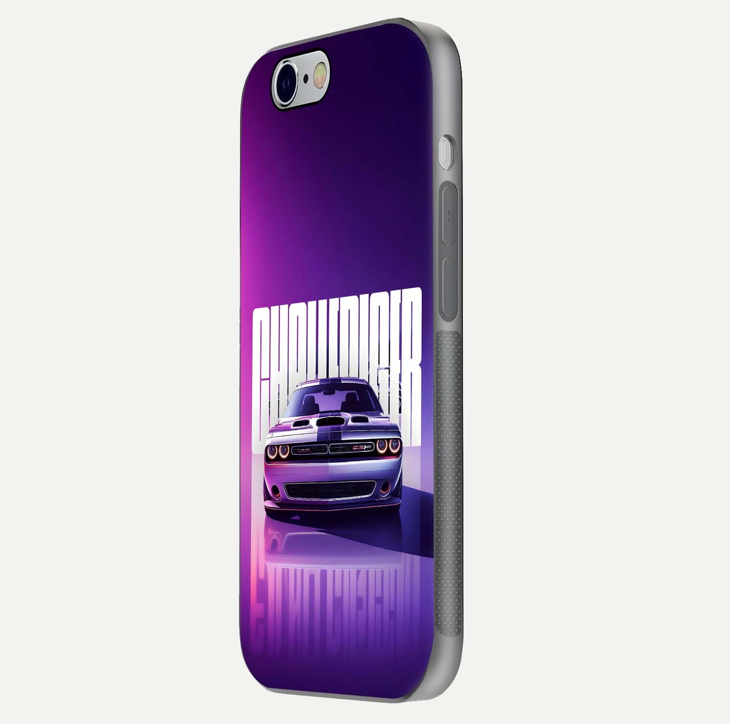 Midnight Muscle Ride Glass Case for iPhone 16 Pro side-angle image showing reflection clarity and bold design