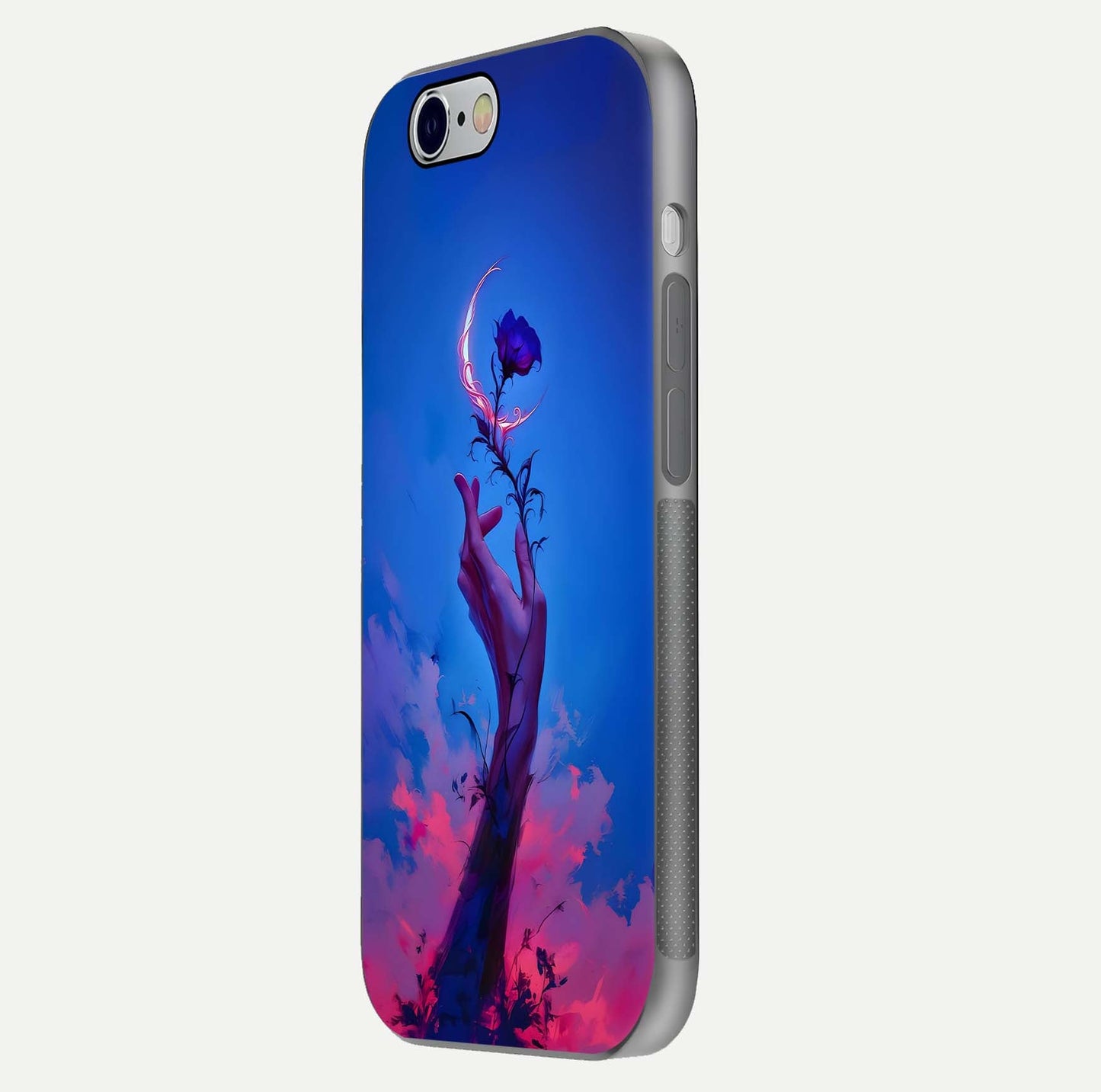 Mystic Hand Glass Case for iPhone 16 Pro side-angle image showing reflection depth and sacred aesthetic