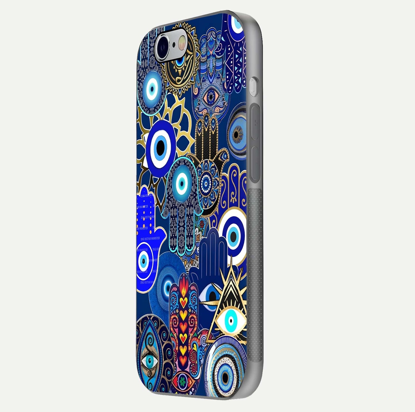 Mystic Palm Guard Glass Case for iPhone 16 Pro side-angle image showing shine depth and sacred motif