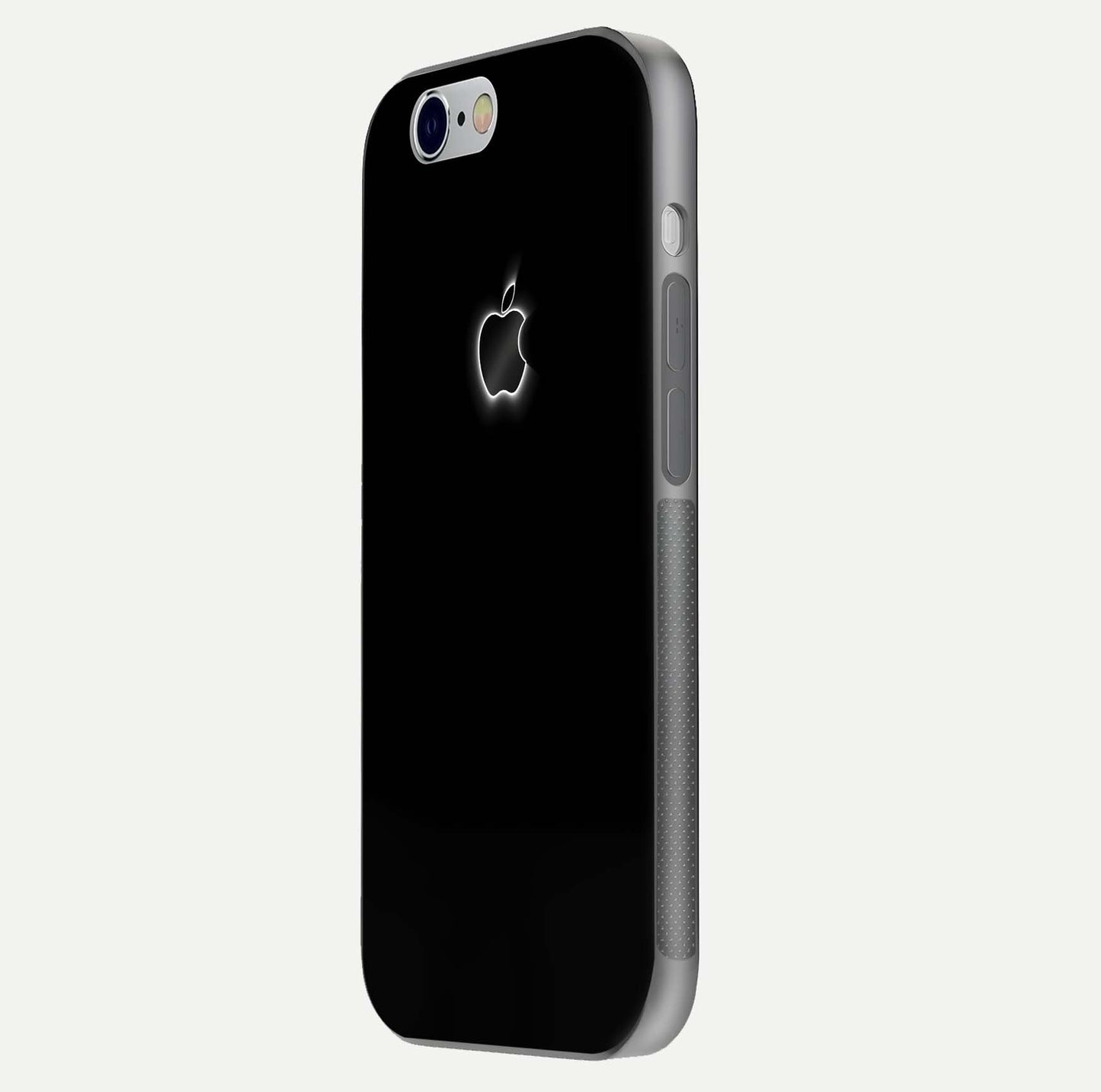 Neon Apple Glow Glass Case for iPhone 16 Pro side-angle image showing light reflection and glow effect