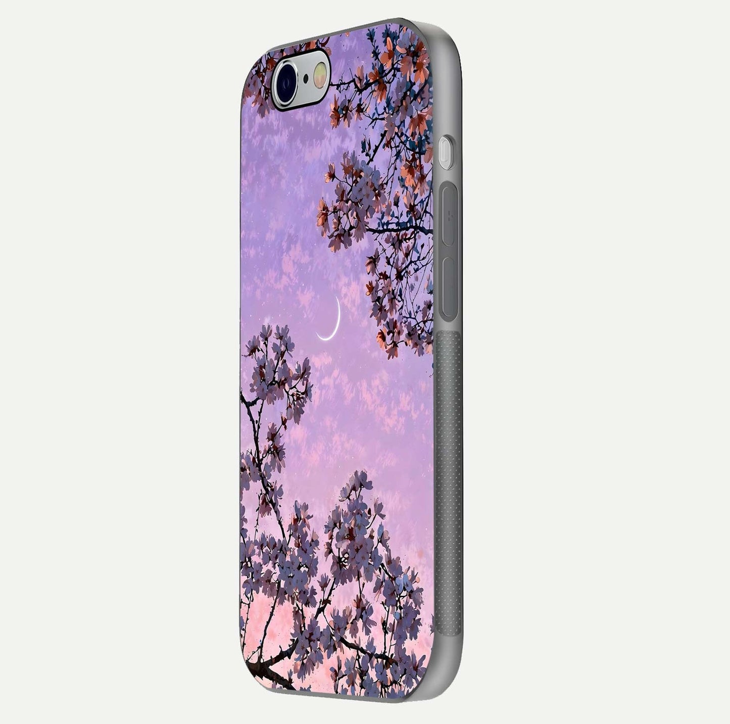 Purple Serenity Moon Glass Case for iPhone 16 Pro side-angle image showing reflection and lunar art precision