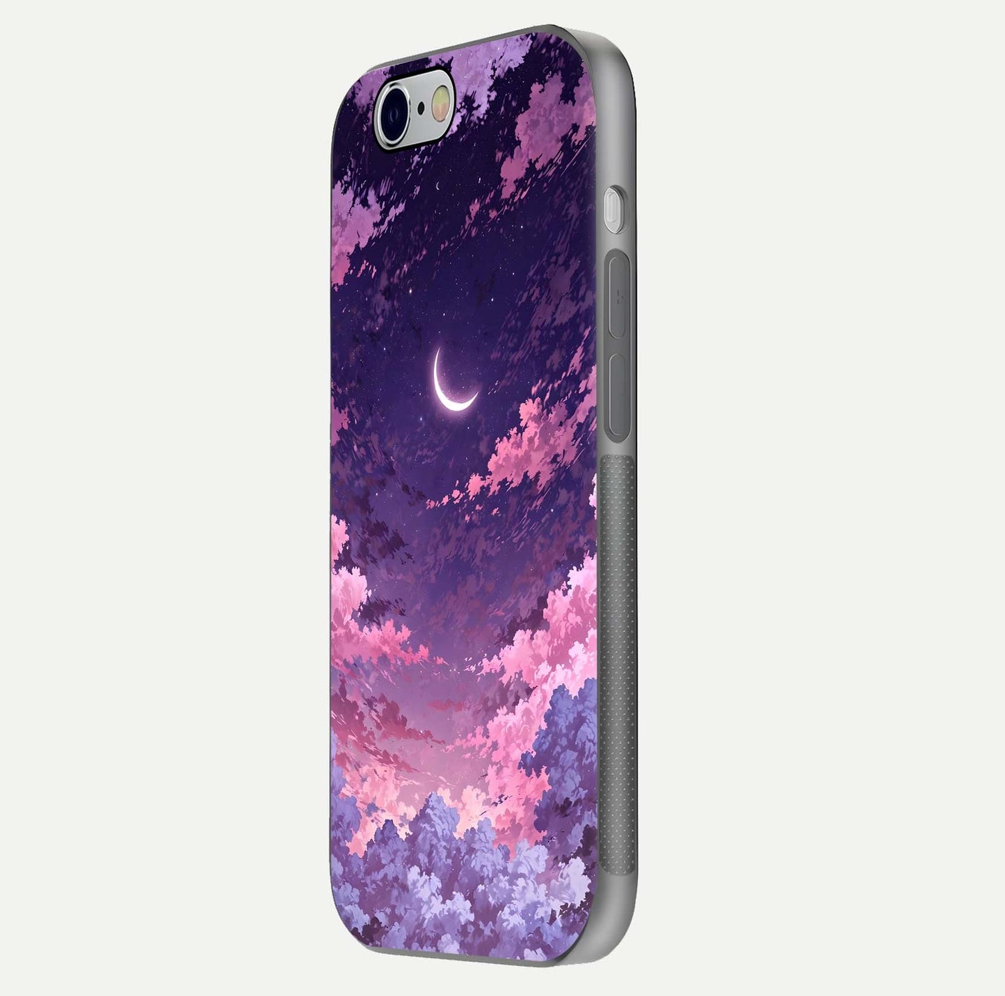 Sky Drift Clouds Glass Case for iPhone 16 Pro side-angle image showing reflection, blue tones, and soft gradient