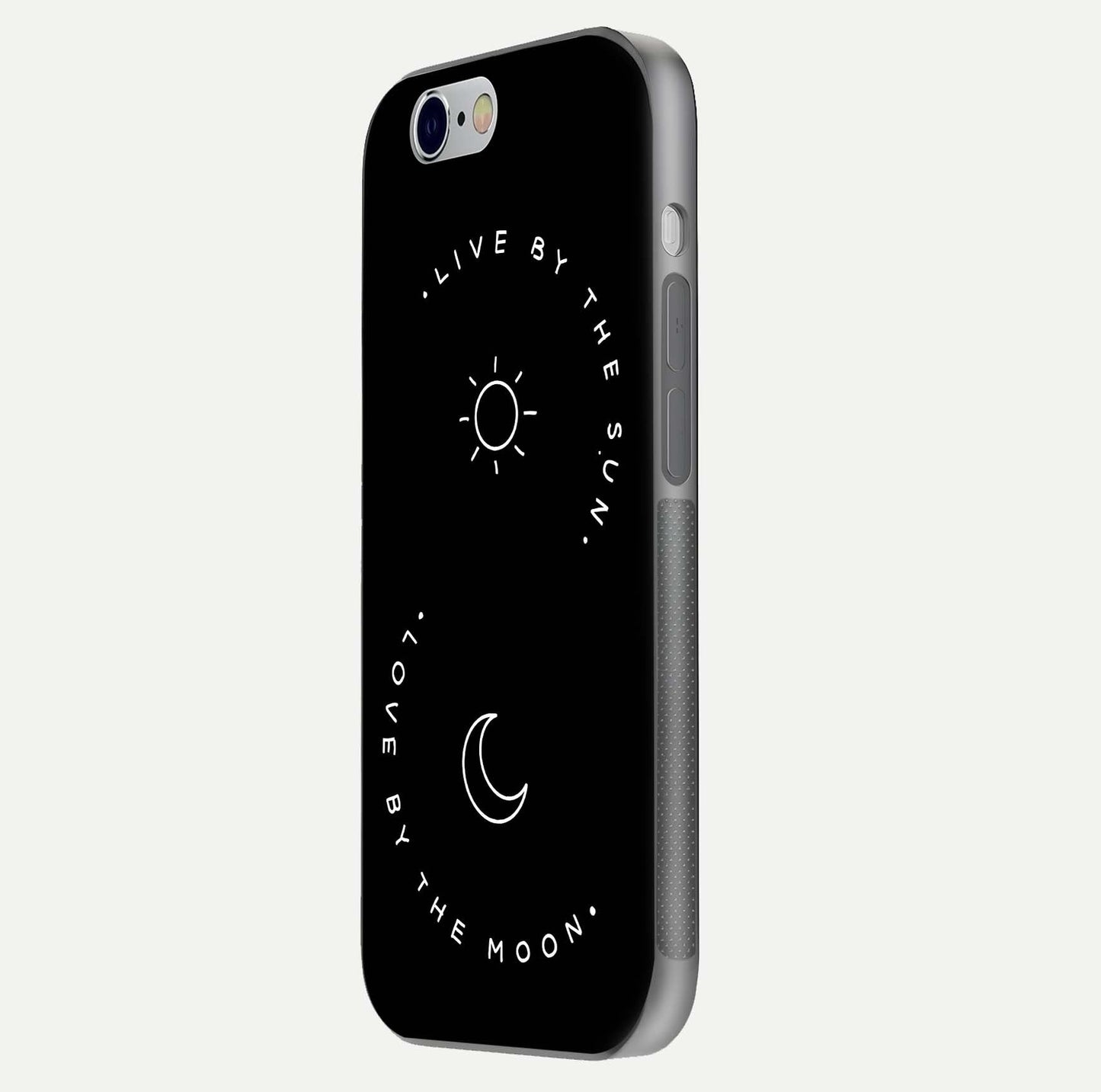 Sun Moon Balance Glass Case for iPhone 16 Pro side-angle image showing reflection and celestial detailing
