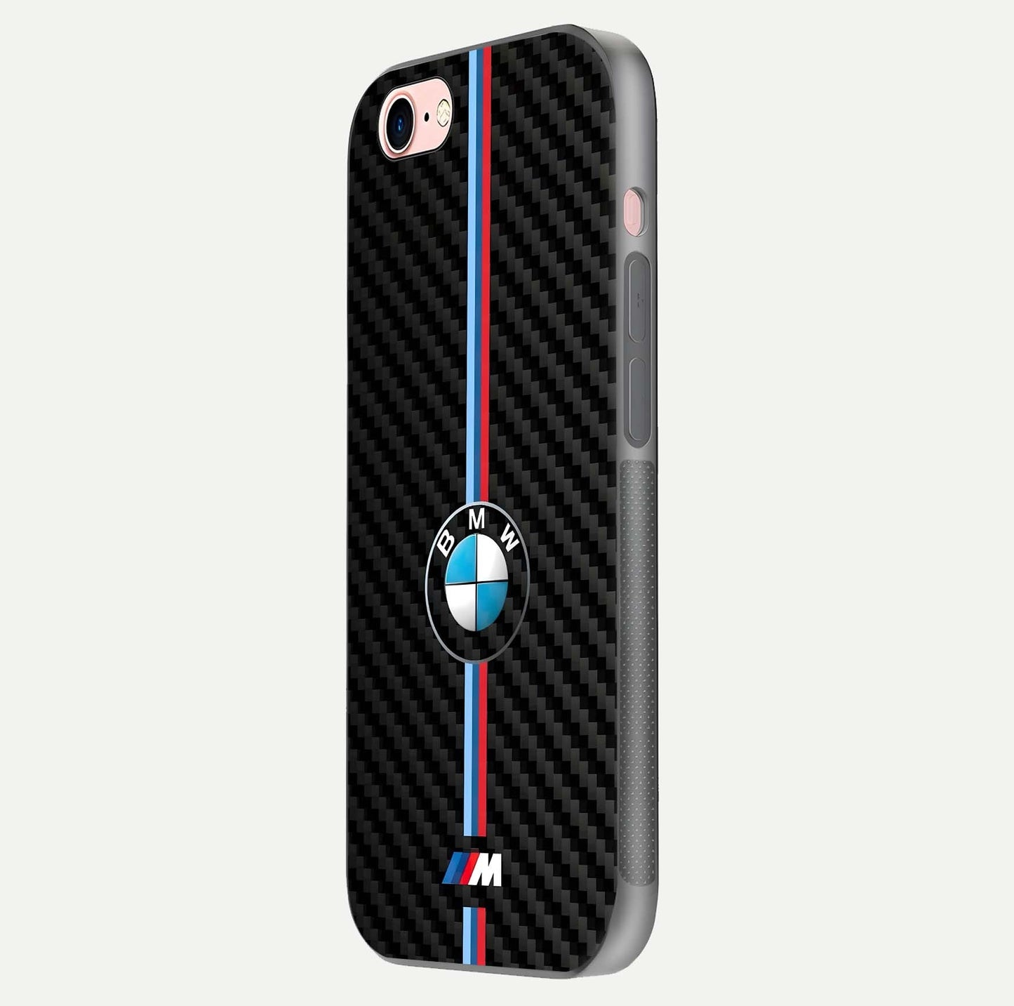 BMW Pattern Glass Case for iPhone 6 Plus side-angle image showing edge finish and luxury car-inspired shine