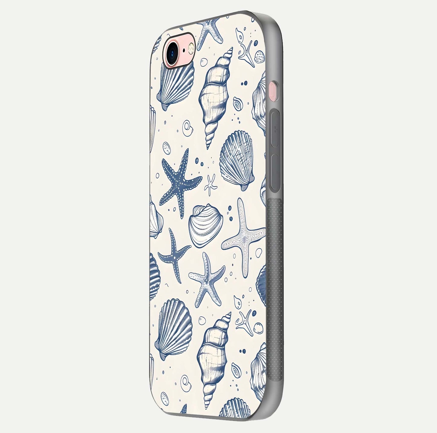 Blue Ocean Outline Glass Case for iPhone 6 Plus side-angle view showing clear edge lines and oceanic blue glow
