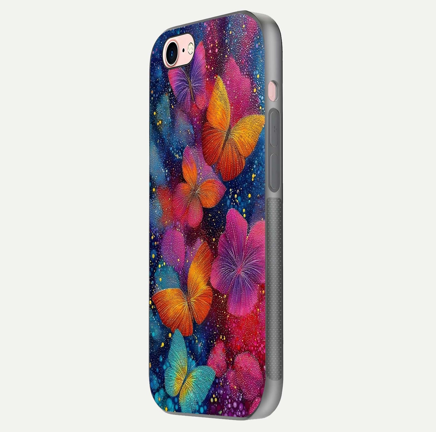 Butterfly Dream Mist Glass Case for iPhone 6 Plus side-angle image showing soft gradient and reflective glow