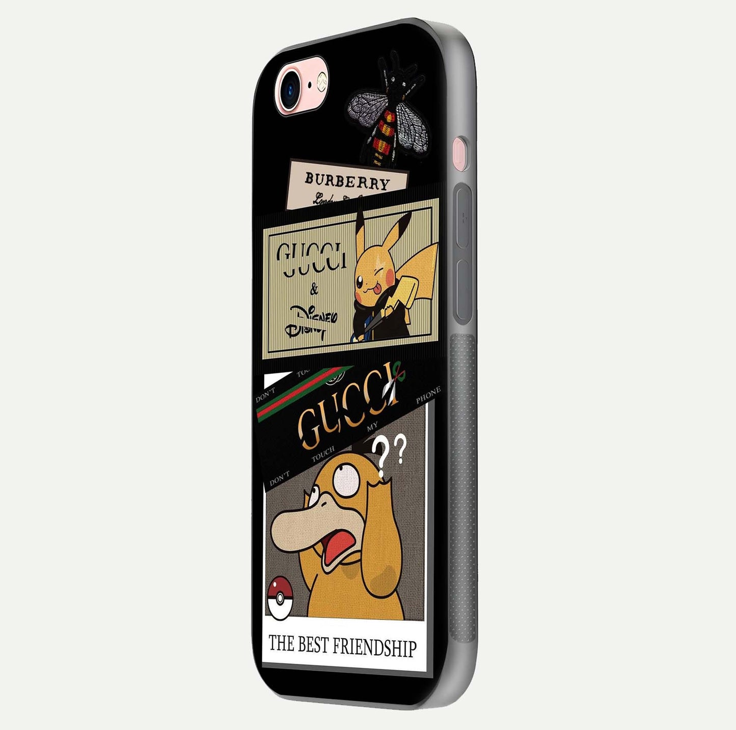 Cartoon Brand Play Mashup Glass Case for iPhone 6 Plus side-angle image showing reflection brightness and fun graphic mix
