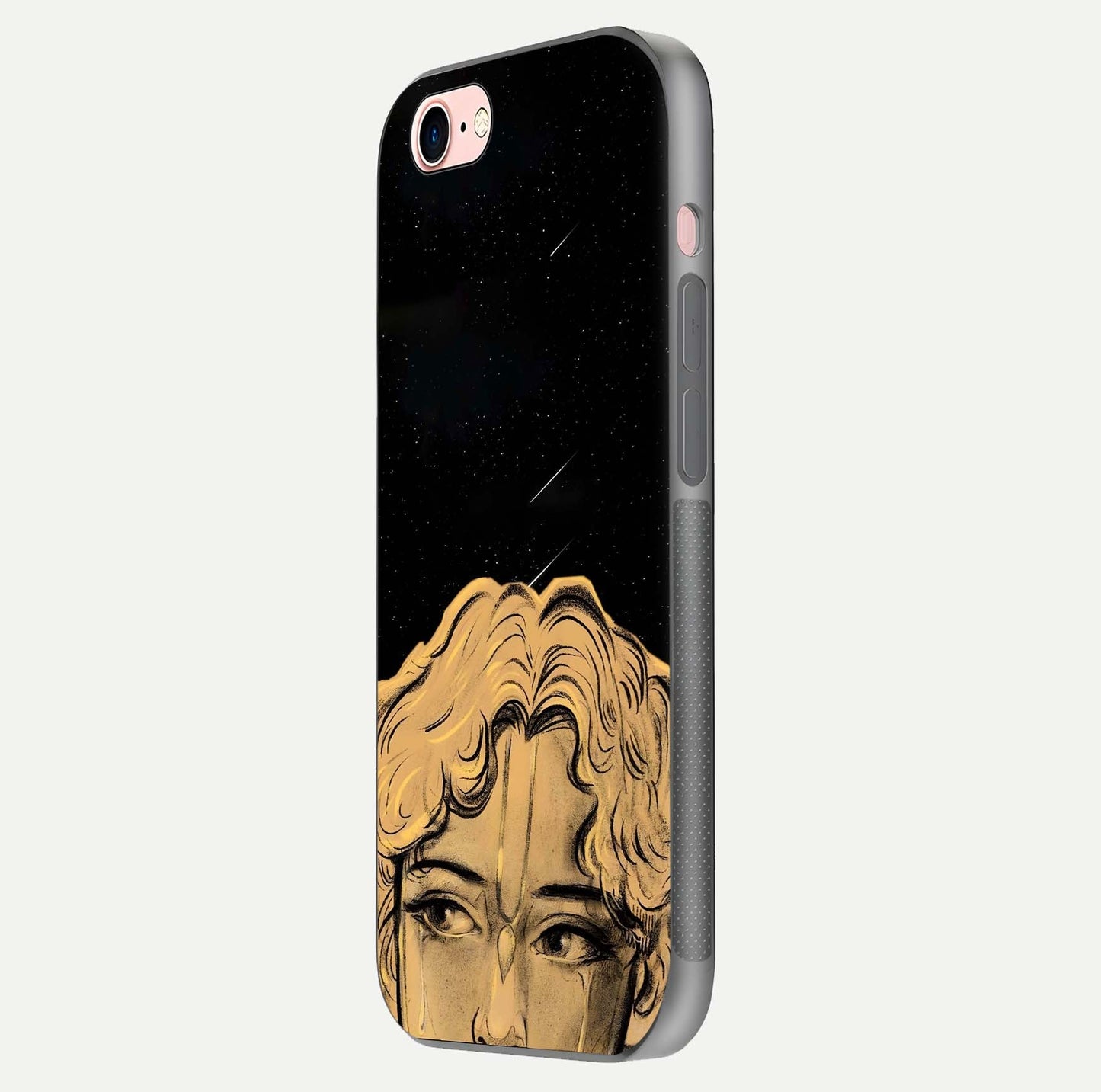 Celestial God’s Plan Glass Case for iPhone 6 Plus side-angle image showing gloss, camera frame, and cosmic tones