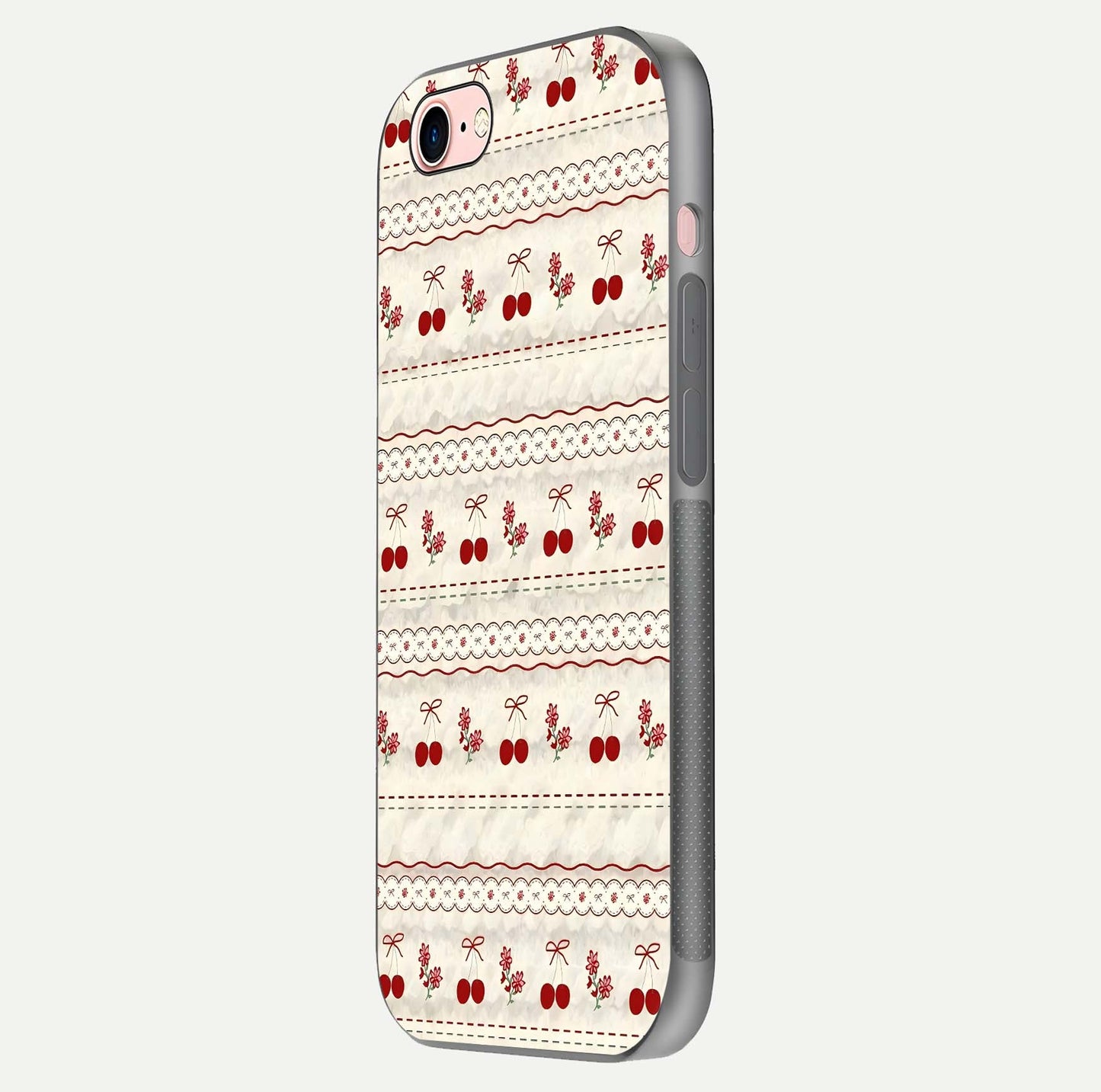 Cherry Bloom Charm Glass Case for iPhone 6 Plus side-angle photo showing flower detail and edge light