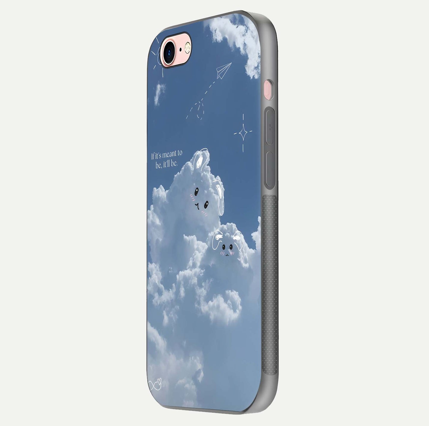 Cloud Bunny Dreams Glass Case for iPhone 6 Plus side-angle image capturing gloss texture and edge glow