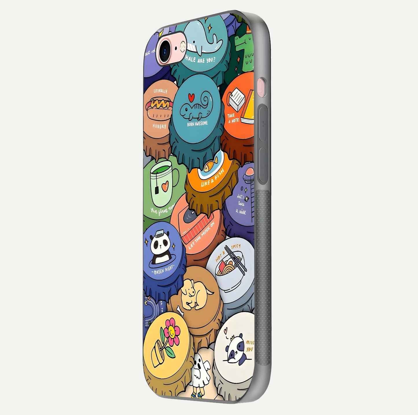 Coins Patterns Glass Case for iPhone 6 Plus side-angle photo capturing shine finish and curve glow