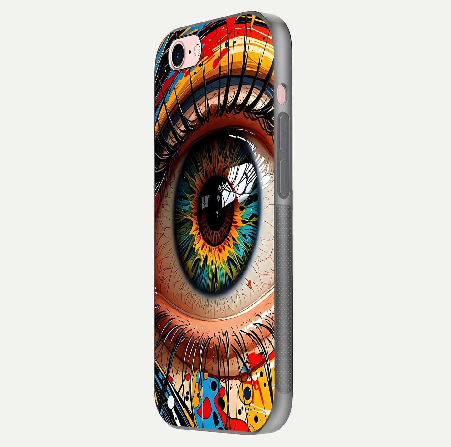 Colorful Eye Glass Case for iPhone 6 Plus side-angle photo showing reflective surface and design detail
