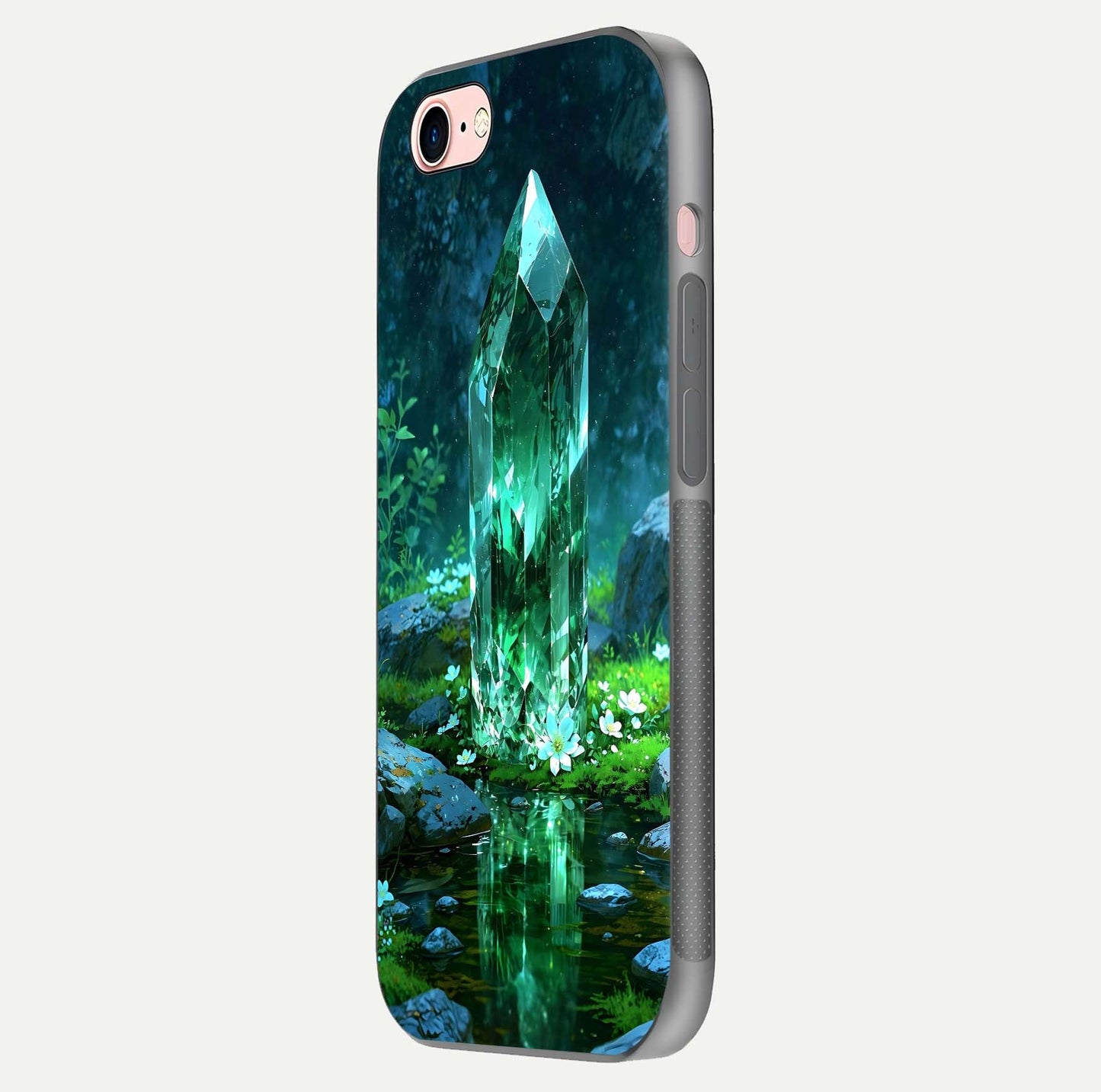Emerald Light Crystal Glass Case for iPhone 6 Plus side-angle image showing gloss reflection and curved border