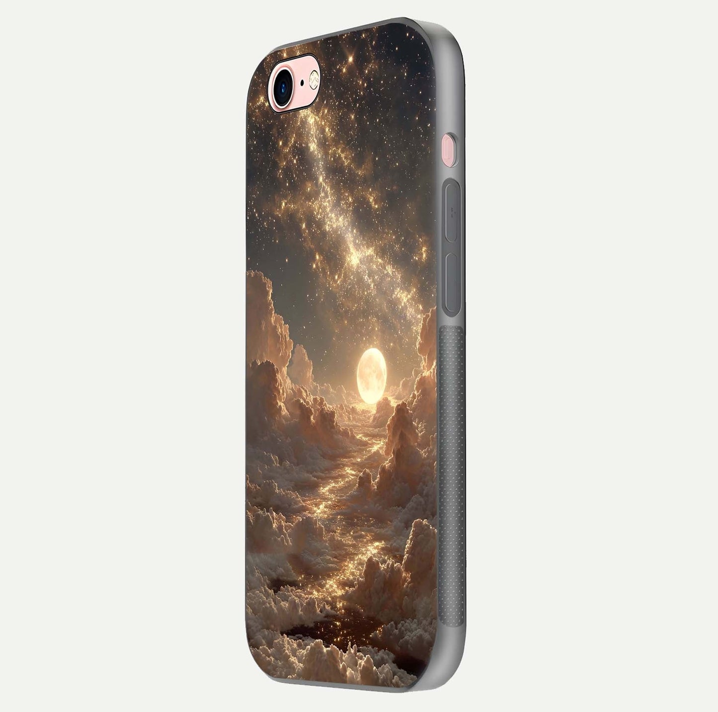 Golden Sky Dream Glass Case for iPhone 6 Plus side-angle image showing reflection shine and smooth surface