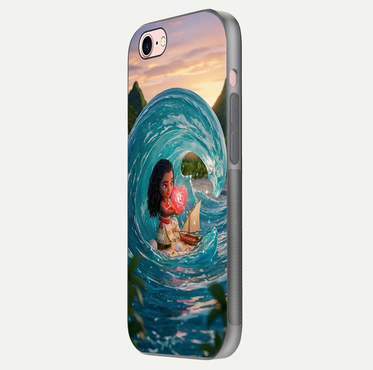 Heart of Ocean Glass Case for iPhone 6 Plus side-angle image showing reflection clarity and deep ocean texture
