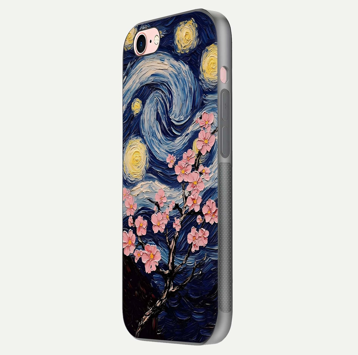 Van Gogh Scenery Glass Case for iPhone 6 Plus side-angle image showing shine, gloss, and scenic color palette