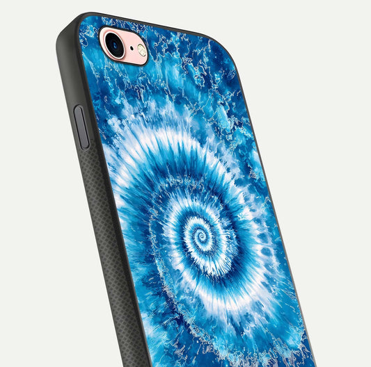 Blue Galaxy Wave Glass Case for iPhone 6 Plus close-up highlighting fluid wave motion and deep-blue reflection