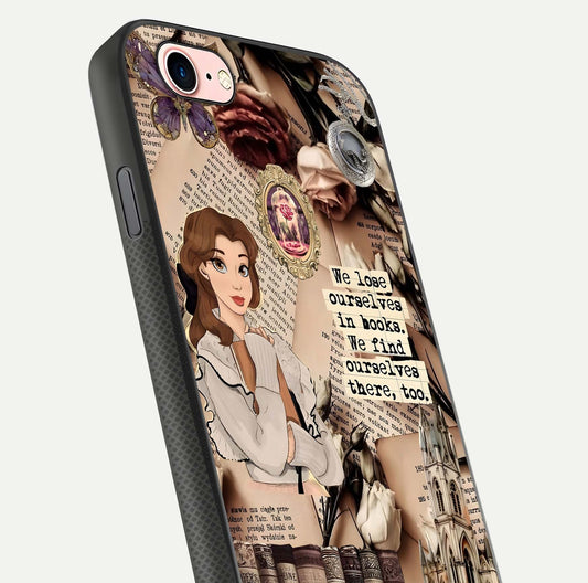 Bookish Dream World Glass Case for iPhone 6 Plus close-up shot highlighting book elements and reflection gloss