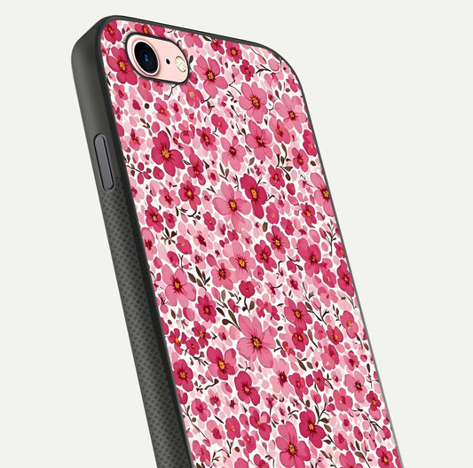 Cherry Blossom Charm Glass Case for iPhone 6 Plus close-up highlighting petal gradient and reflection shine