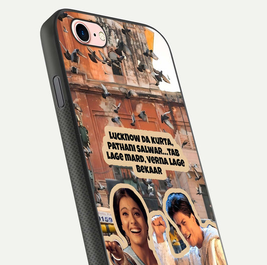 Desi Retro Vibes Glass Case for iPhone 6 Plus close-up highlighting retro color palette and reflection glow