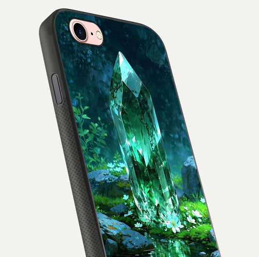 Emerald Light Crystal Glass Case for iPhone 6 Plus close-up highlighting crystal texture and reflection glow