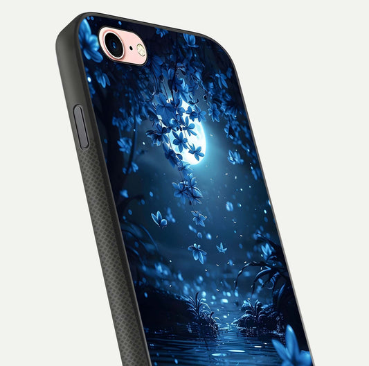 Moonlight Petal Dream Glass Case for iPhone 6 Plus close-up angled shot showing petal reflection and glow texture