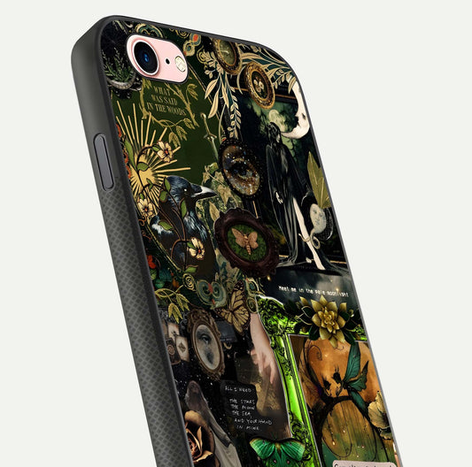 Mystic Woods Secret Glass Case for iPhone 6 Plus close-up angled shot highlighting tree texture and reflection