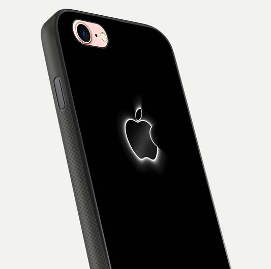 Neon Apple Glow Glass Case for iPhone 6 Plus close-up angled shot highlighting neon reflection and color pop