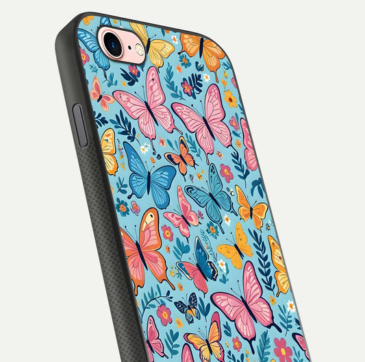 Spring Wing Garden Glass Case for iPhone 6 Plus close-up angled shot highlighting petal details and reflection