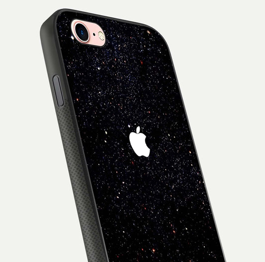Starry Apple Galaxy Glass Case for iPhone 6 Plus close-up angled shot highlighting star details and gloss