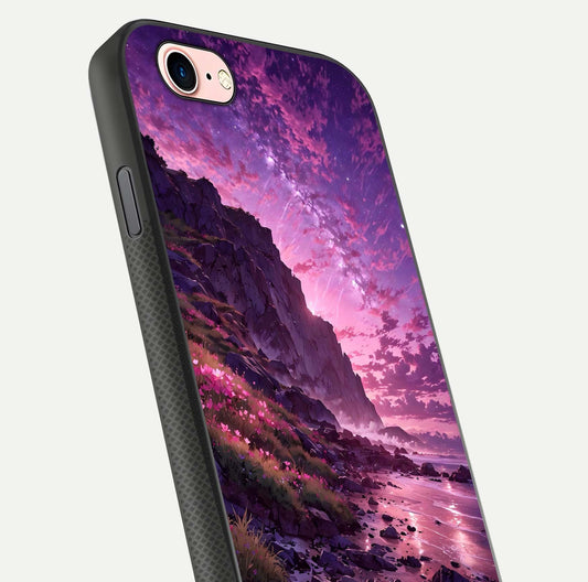 Twilight Blossom Coast Glass Case for iPhone 6 Plus close-up angled shot highlighting gradient sky and reflection