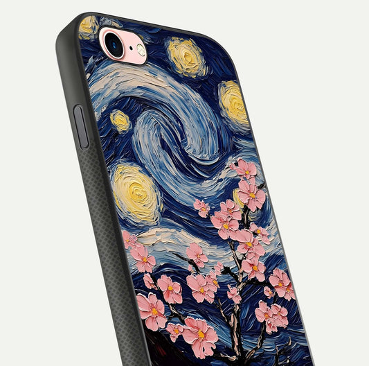 Van Gogh Scenery Glass Case for iPhone 6 Plus close-up angled shot highlighting brushwork texture and color depth
