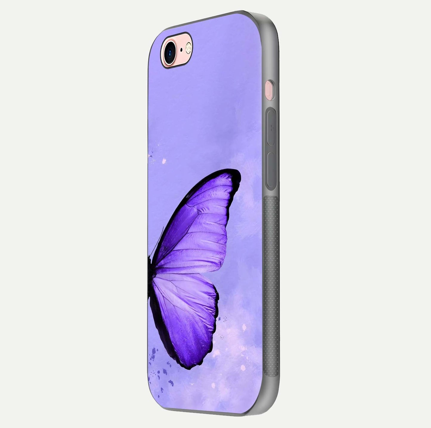 Violet Dream Wing Glass Case for iPhone 16 Pro side-angle image showing gloss, shine, and violet gradient