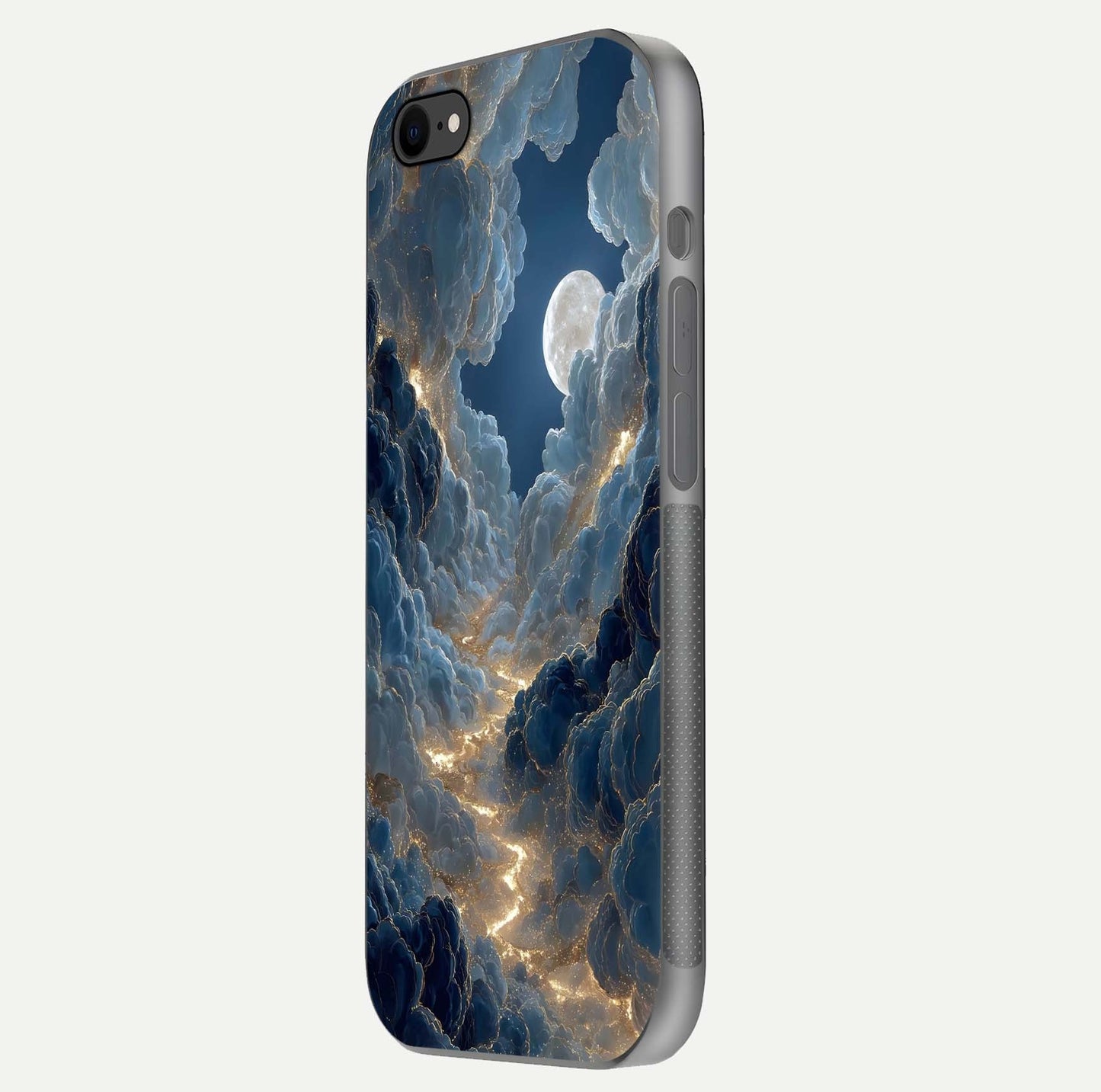 Celestial Cloud Road Glass Case for iPhone 7 side-angle image showing soft pastel tones and edge clarity