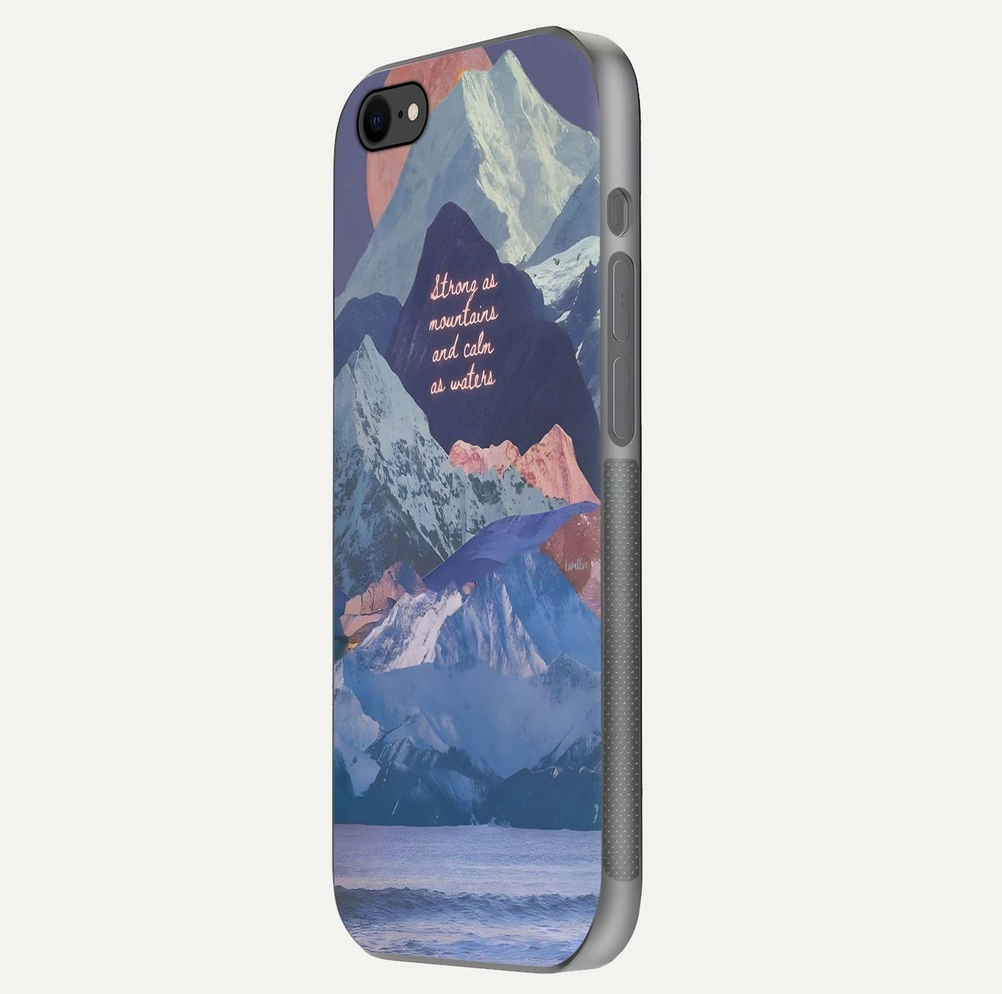 Celestial Mountain Calm Glass Case for iPhone 7 side-angle image capturing mountain detail and shine gradient