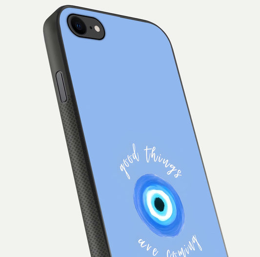 Bright Future Ahead Glass Case for iPhone 7 close-up image highlighting bold quote text and HD reflection