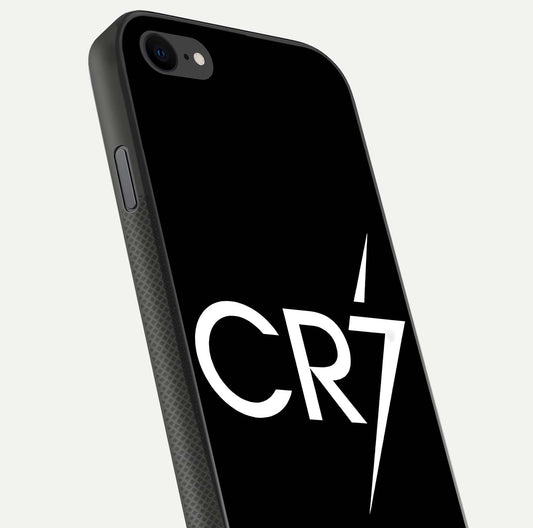 CR7 Elite Strike Glass Case for iPhone 7 close-up highlighting CR7 artwork and shine reflection