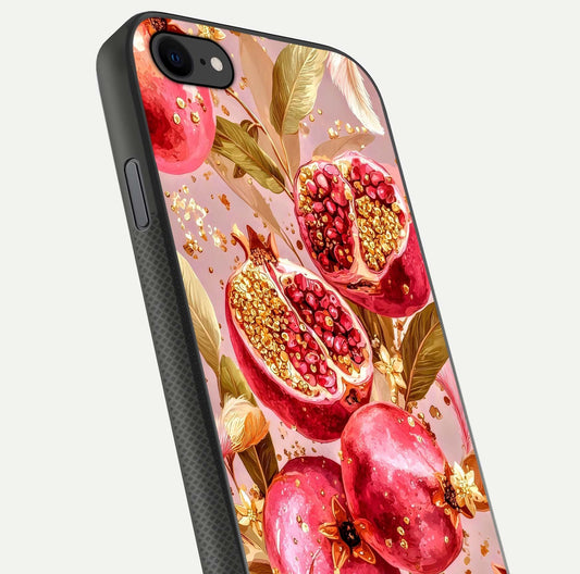 Golden Bloom Glow Glass Case for iPhone 7 close-up angled shot showing metallic tones and reflection brilliance