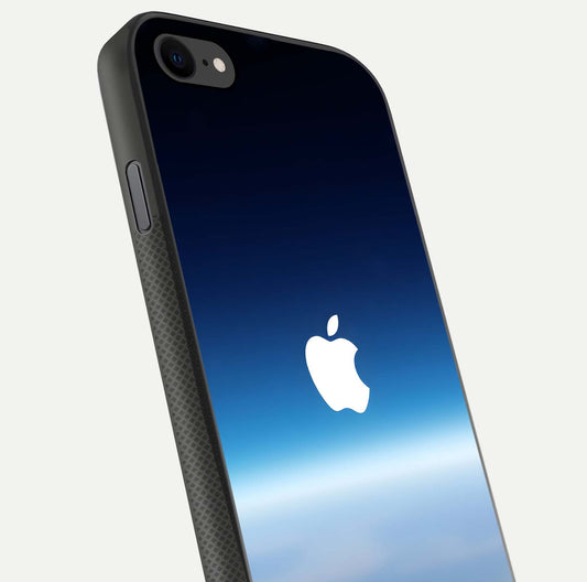 Minimal Apple Sky Glass Case for iPhone 7 close-up angled shot showing pastel blue hues and reflection