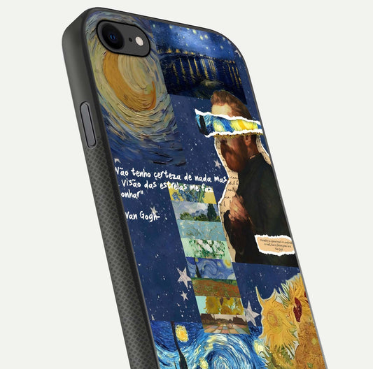 Starry Dream Vision Glass Case for iPhone 7 close-up angled shot highlighting cosmic light and reflection