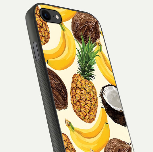 Tropical Fruit Mood Glass Case for iPhone 7 close-up angled shot highlighting fruit texture and reflection