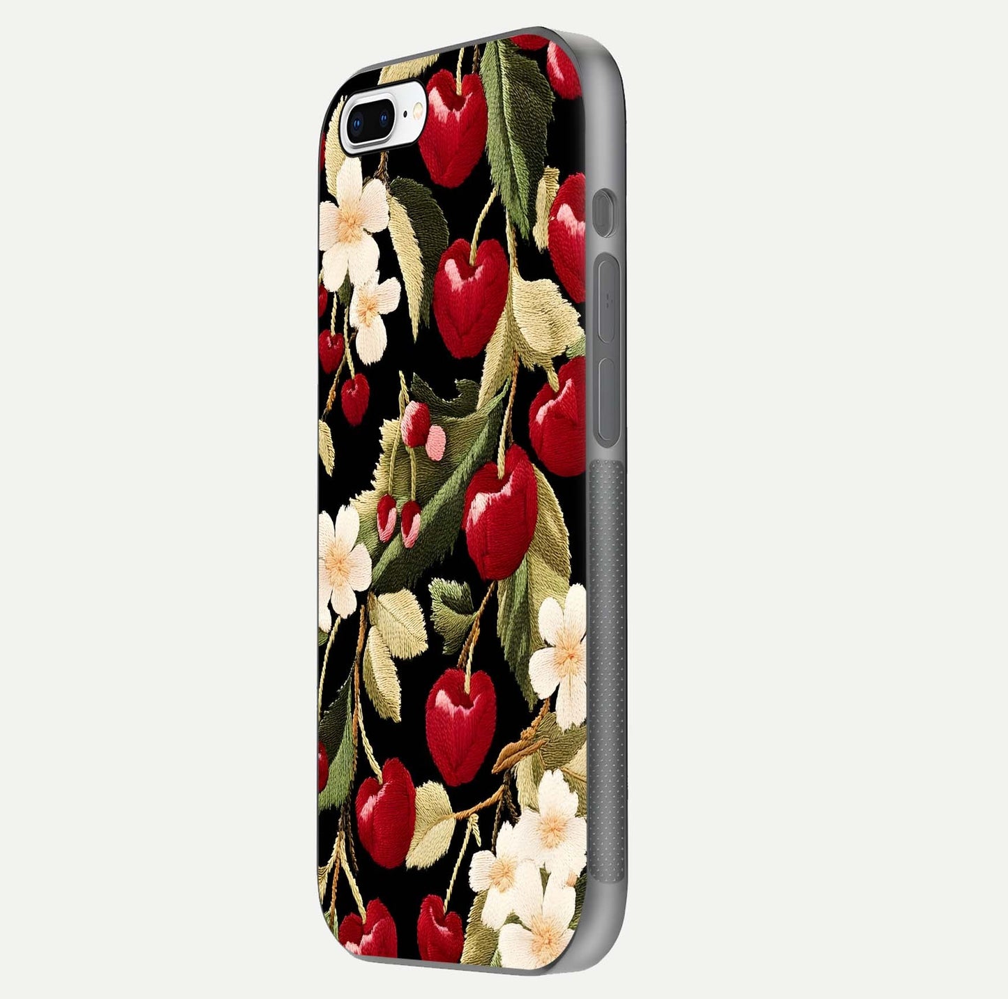 Bloom Thread Art Glass Case for iPhone 7 Plus side-angle image showing texture depth and gloss reflection