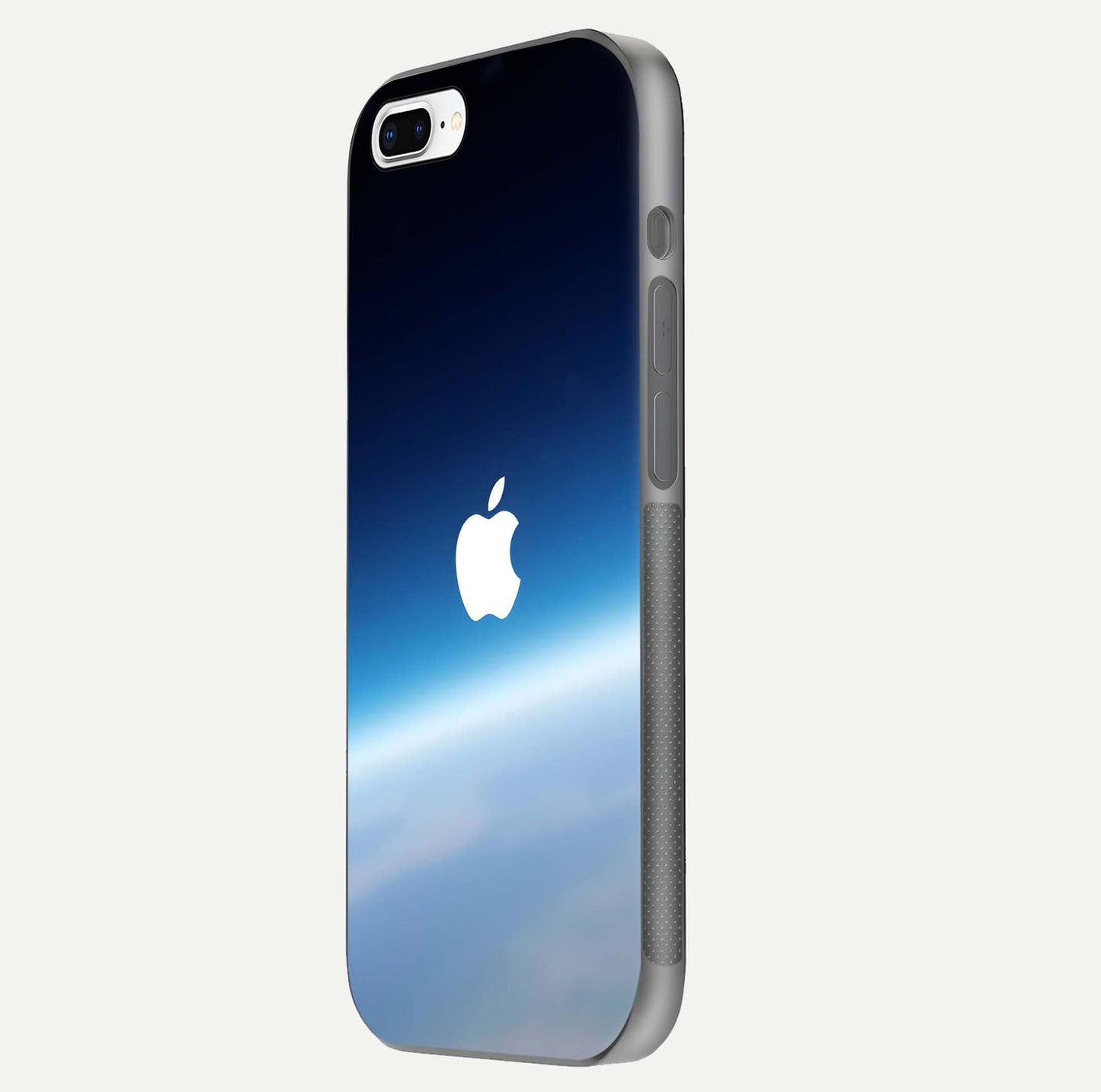 Minimal Apple Sky Glass Case for iPhone 7 Plus side-angle image showing smooth reflection and gentle sky tone