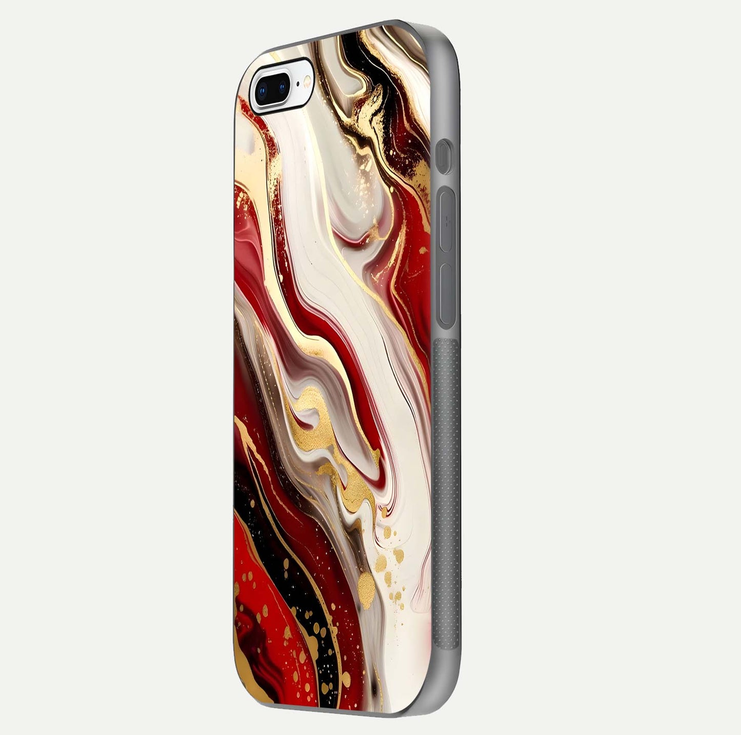 Red & White Marble Glass Case For iPhone 7 Plus