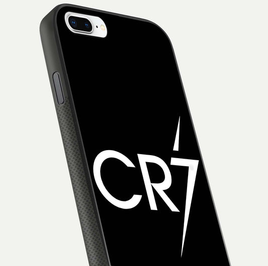 CR7 Elite Strike Glass Case for iPhone 7 Plus close-up highlighting CR7 artwork and shine reflection