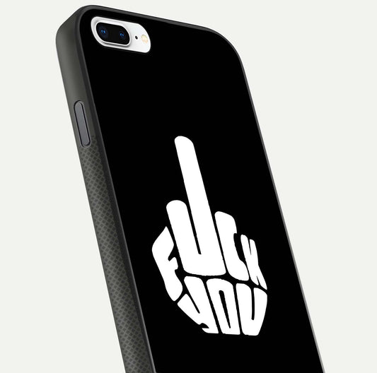 Rebel Mode On Glass Case for iPhone 7 Plus close-up angled shot highlighting reflective text and sharp design