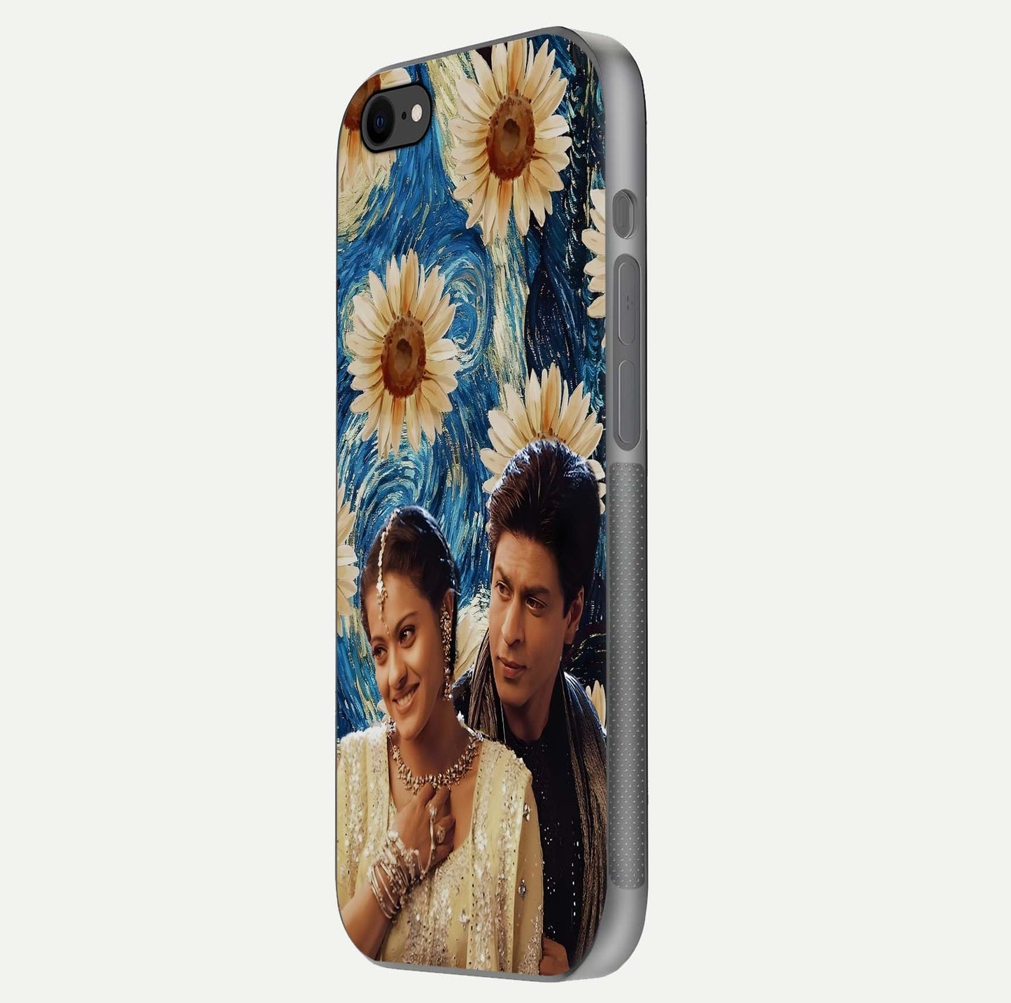 Eternal Love Story Glass Case for iPhone 8 side-angle photo showing curved edges and polished surface