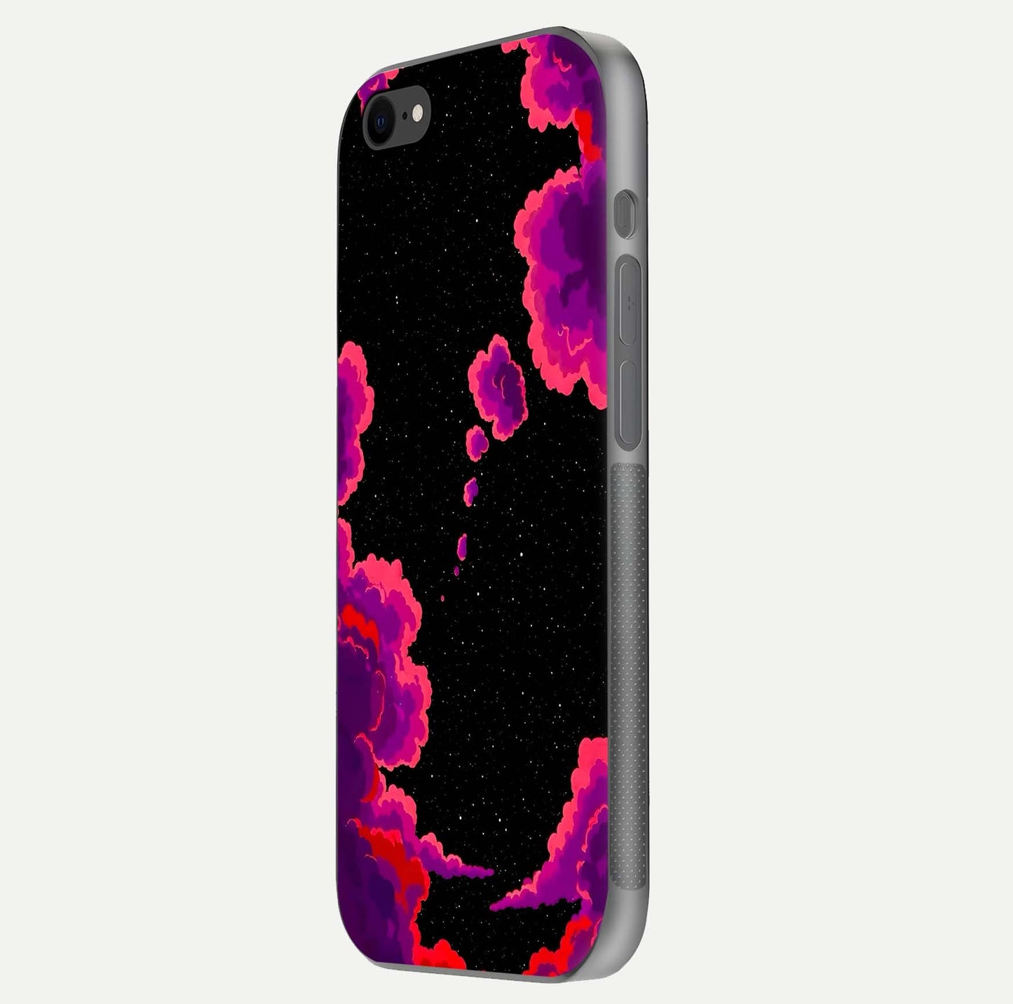 Galaxy Dream Frame Glass Case for iPhone 8 side-angle image showing reflection light and premium finish