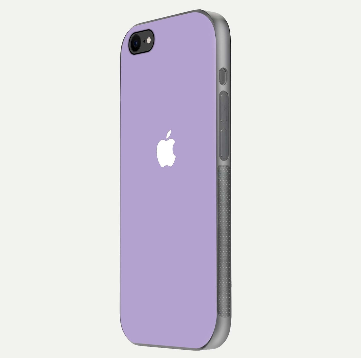 Lavender Soft Minimal Glass Case for iPhone 8 side-angle image showing smooth reflection and minimal look